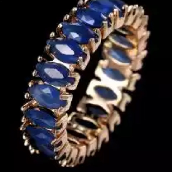 New Luxury 18K Gold Plated Sapphire Ring - Picture 2 of 2
